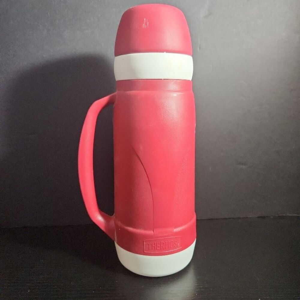 THERMOS Model‎ 36-100 Vacuum Flask 1.0L Red White Portable Insulated Vintage